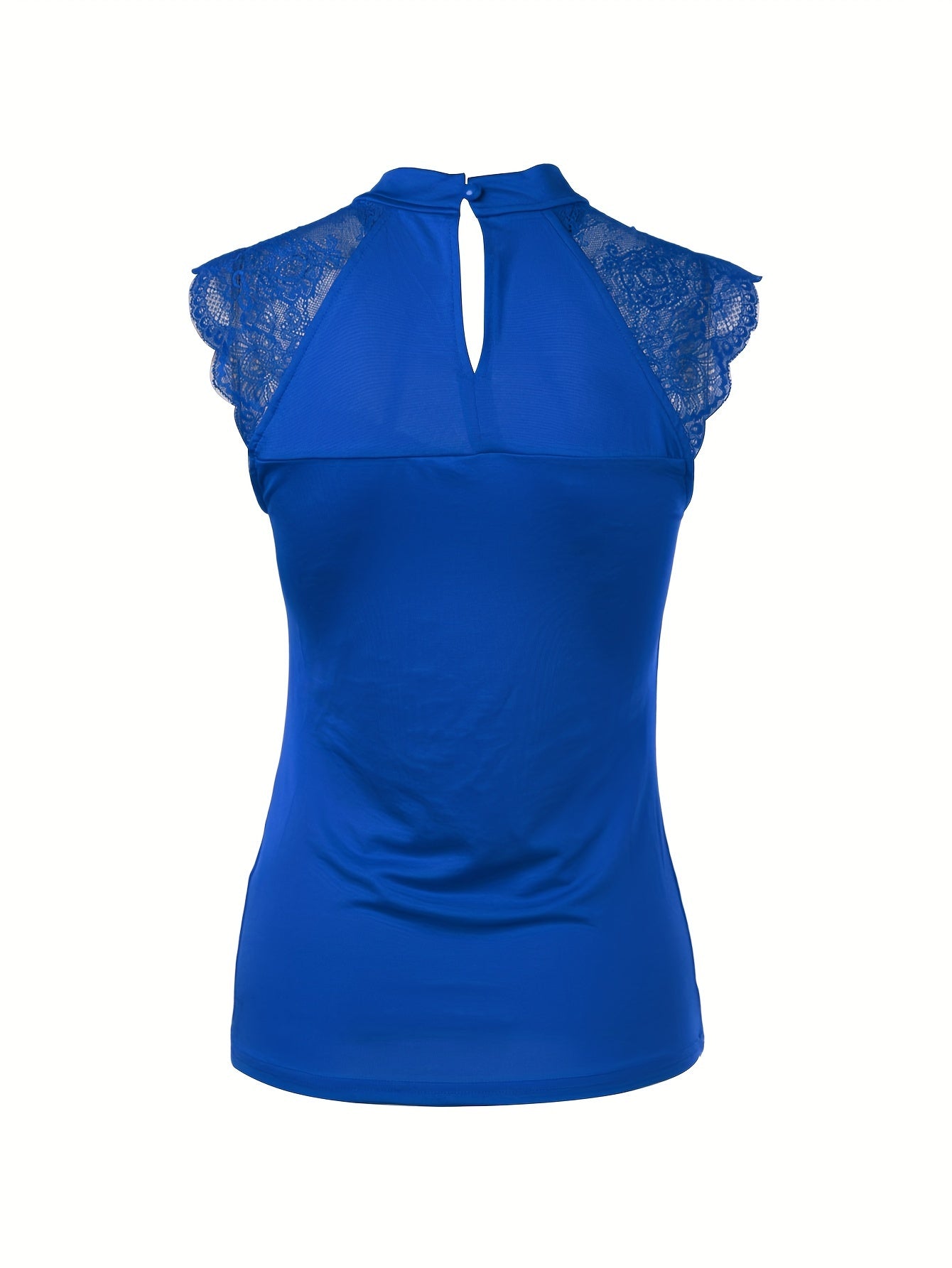 Elegant Red Lace-Trimmed Tank Top for Women - Sexy Cut-Out Design, Stretchy Polyester & Spandex Blend, Round Neck Sleeveless Shirt with Intricate Floral Patterns, Perfect for Spring/Summer/Fall