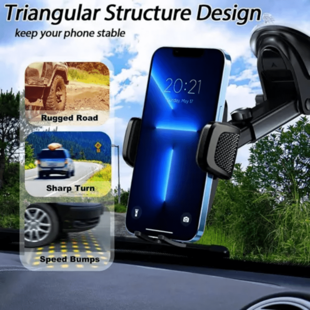 Car Dashboard Phone Holder - Adjustable Vertical And Horizontal, 360° Rotation, Waterproof ABS Material, Suitable for All Mobile Phones, Non-Slip Textured Grip, Hands-Free Driving Accessories