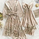 Women's Four Seasons Breathable and Comfortable Printed Nightgown and Pajama Set of 5