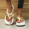 Chain Slippers Summer Fashion Thong Sandals Flip Flops Sponge Cake Platform Large Size Herringbone Shoes