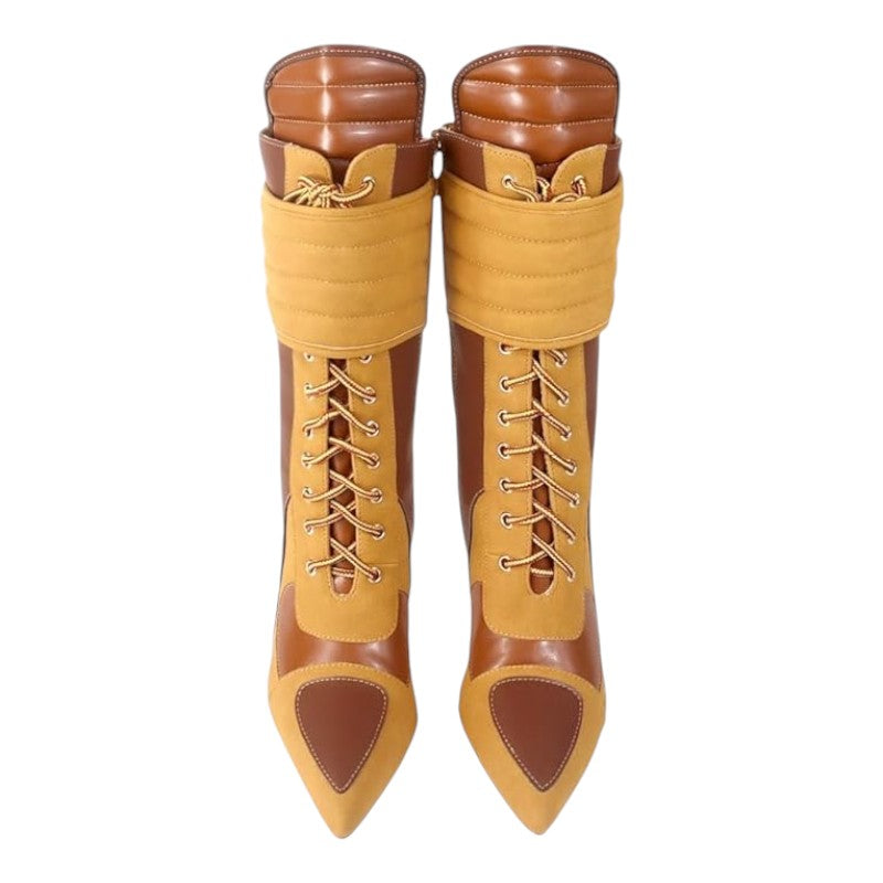Women's Pointed Toe Heel Boots Stiletto Heels Mid-Calf Boots Zipper Boots Booties