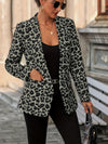Leopard Print Open Front Blazer, Elegant Lapel Neck Long Sleeve Blazer For Office & Work - Women's Clothing - Stylish & Professional - Suitable for Business Meetings & Formal Events - Perfect Gift for Women