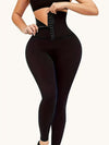 High-Waist Slimming Leggings with Double-Row Buckle - Stretchy, Non-See-Through Nylon Blend for Yoga, Fitness & Casual Wear
