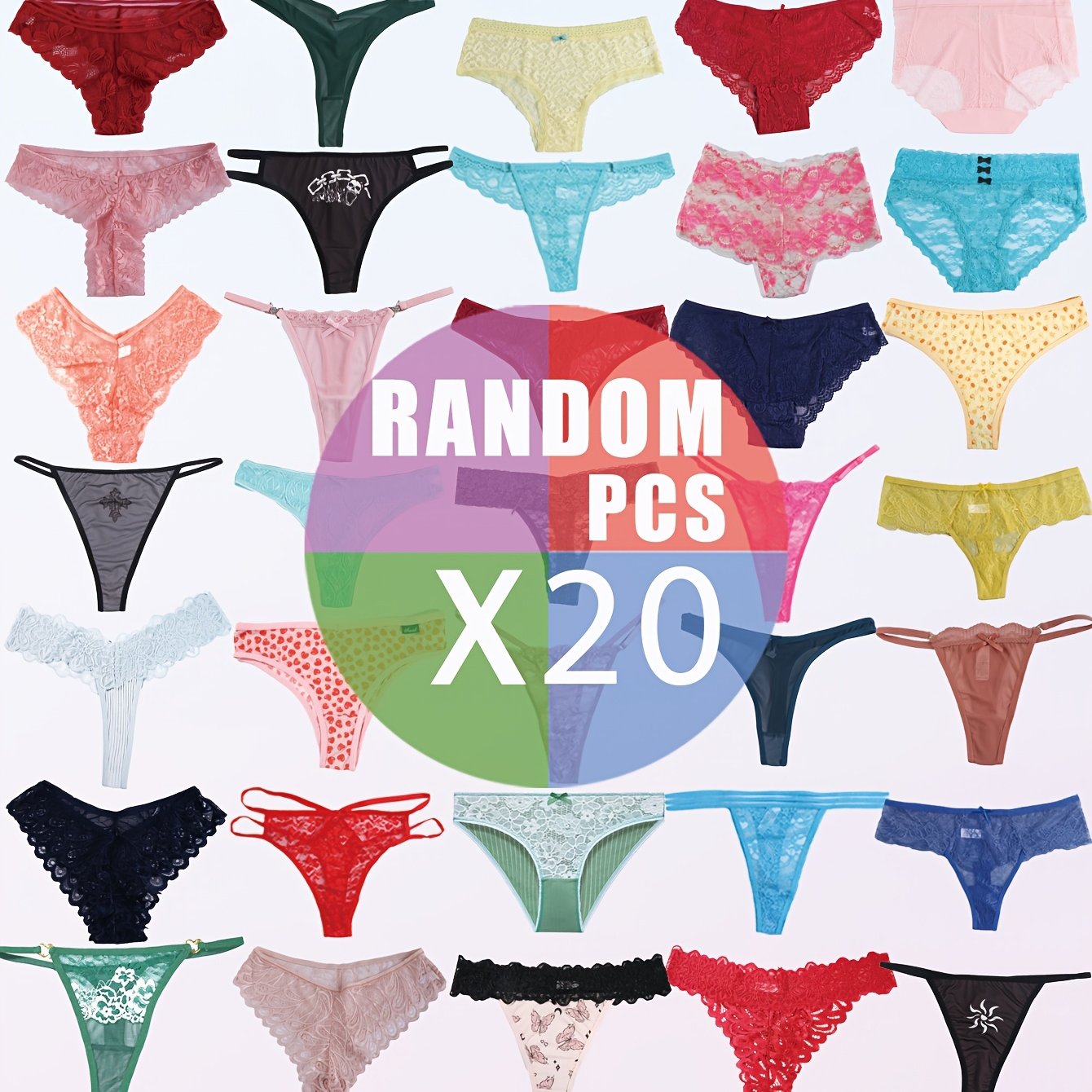 Women'S Pack of 20 Random Assorted Print Panties - Thongs﻿