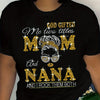 Women's Black "Mom & Nana" Graphic T-Shirt - Soft Crew Neck, Short Sleeve, Breathable Casual Wear with Vibrant Lettering & Illustrations - Perfect for Spring, Summer & Everyday Occasions, Ladies T Shirts