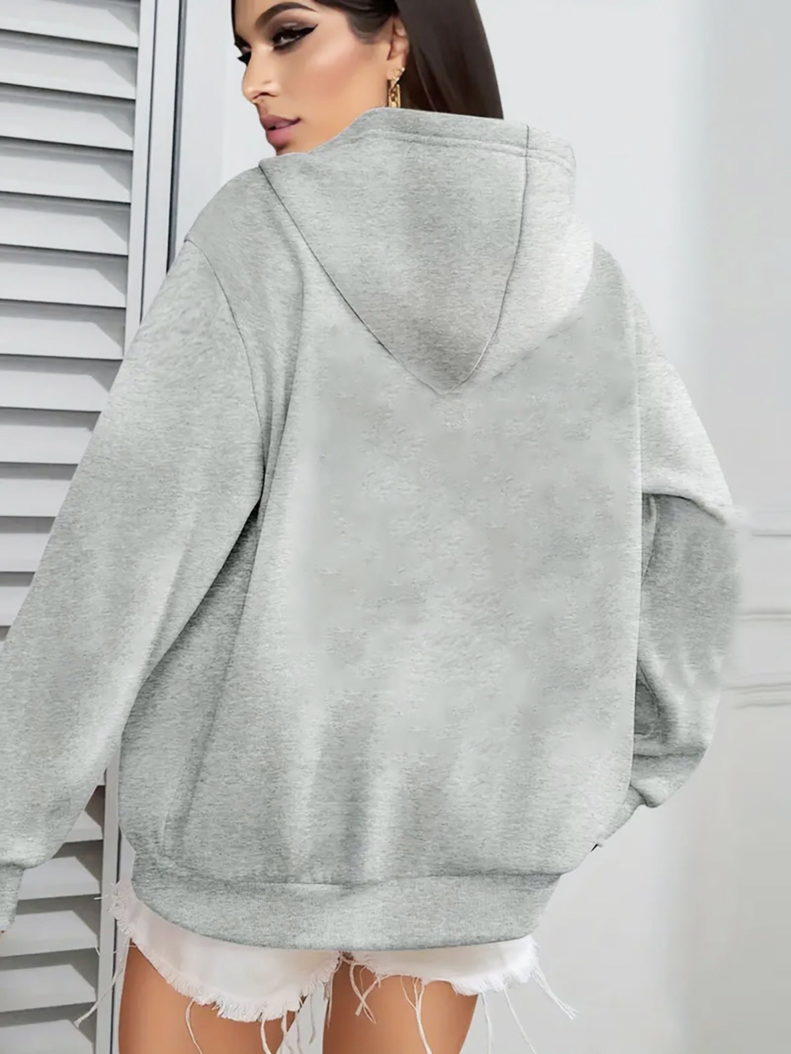 Women's Casual Sports Hoodie with Kangaroo Pocket, 100% Polyester Knit Fabric, Light Gray Heathered Texture, Bold "CROOKS & CASTLES" Letter Print, Relaxed Fit Pullover Sweatshirt for All Seasons