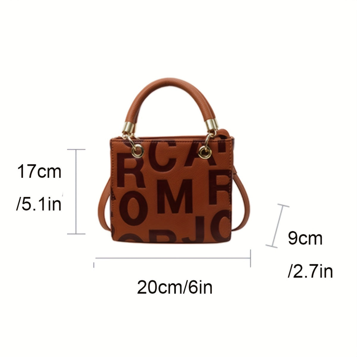 Fashionable Handbag with Alphabets Embossed Print, Crossbody & Shoulder Bag for Shopping, Parties, and Outings
