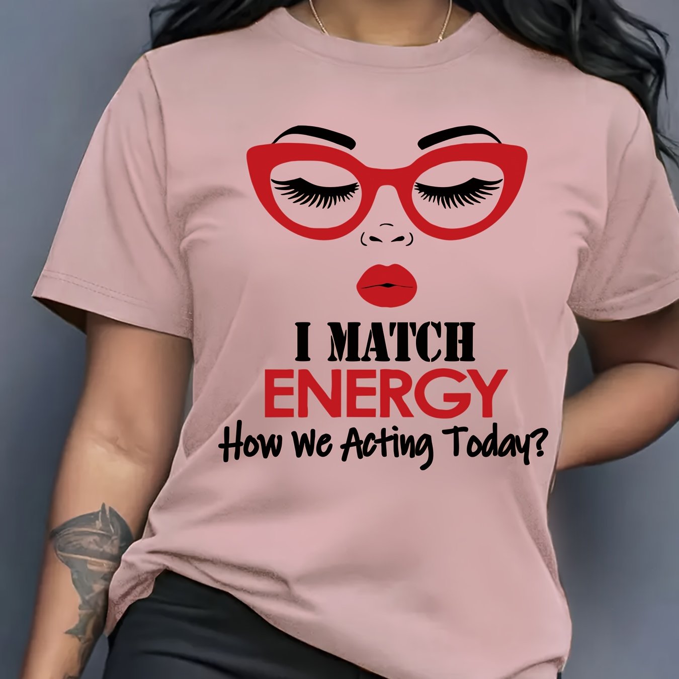 Graphic Print Crew Neck T-shirt, Short Sleeve Casual Top For Spring & Summer, Women's Clothing