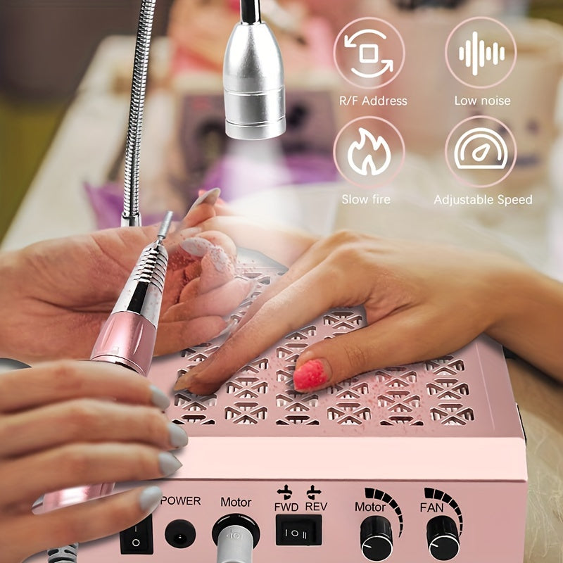35000rpm Professional Electric Nail Drill Machine, High-Speed Nail Art Drill Set, All-in-One Acrylic, Gel Removal & Polishing Drill with LED, Precision Manicure & Pedicure Set, Multifunctional Manicure Tool for Salon And Home