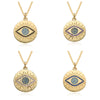 Micro-inlaid Colorful Crystals Bohemian Devil's Eye Disc Hanging Piece Pendant Necklace