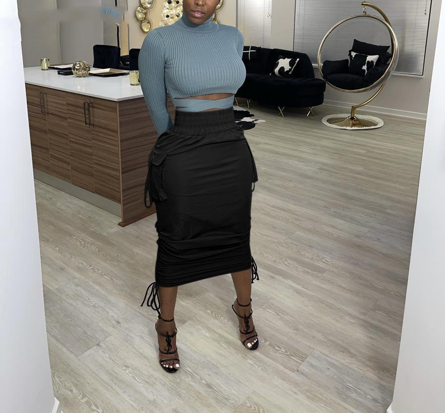 Strap Slim Pocket And Hip Skirt In Europe And America