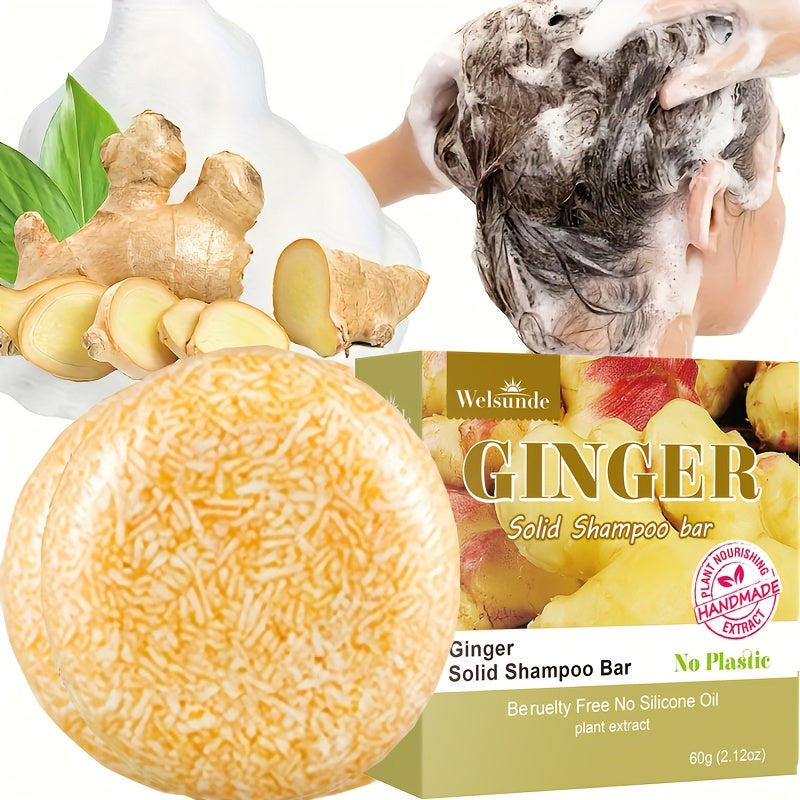 2/3/4pcs Ginger Shampoo Bar - Handmade, Silicone-Free for All Hair Types | Deep Moisturizing &Sleek Smoothing | Hydrate | Hair Care with Plant, suitable for both men and women, suitable for ordinary hair texture