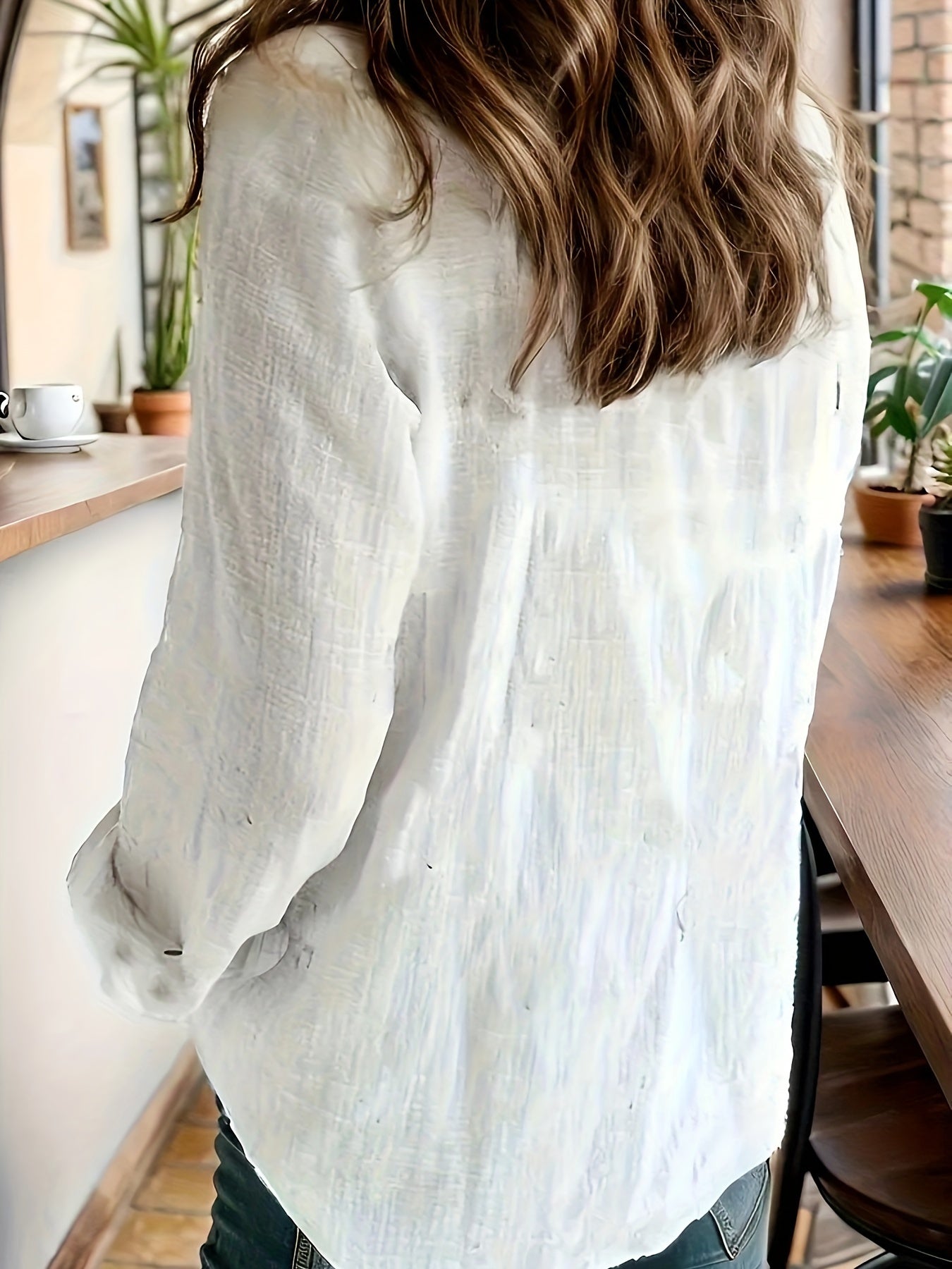Women's Casual Long Sleeve Collared Shirt with Sunflower Print - Polyester, Machine Washable