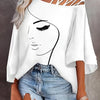 Figure Print Cold Shoulder -Shirt, Casual Half Sleeve T-Shirt For Spring & Summer, Women's Clothing