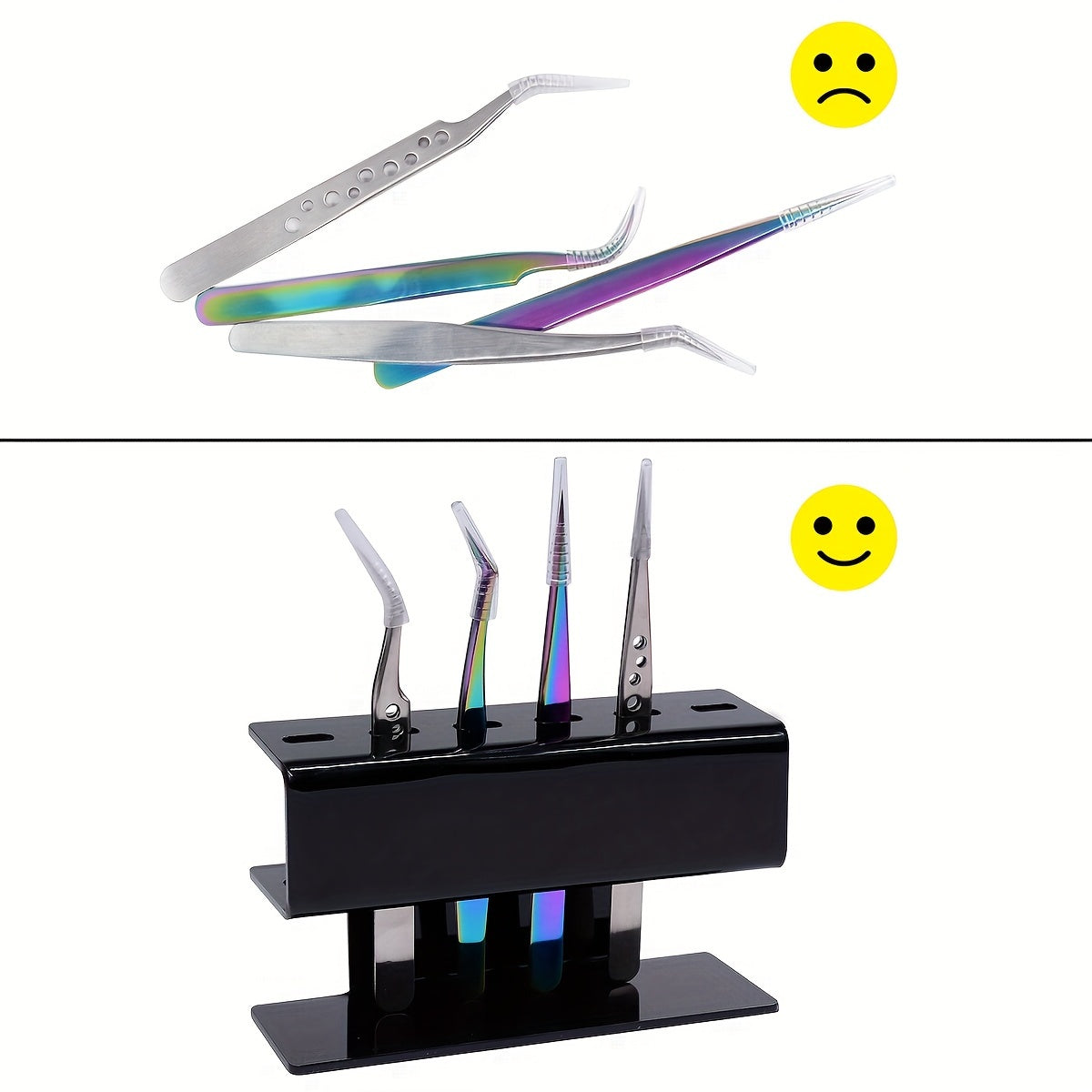 1pc Professional Eyelash Extension Tool Organizer, 6-Slot Acrylic Storage Holder for Eyelash Tweezers, Hypoallergenic Makeup Beauty Instrument Stand, No Power Required
