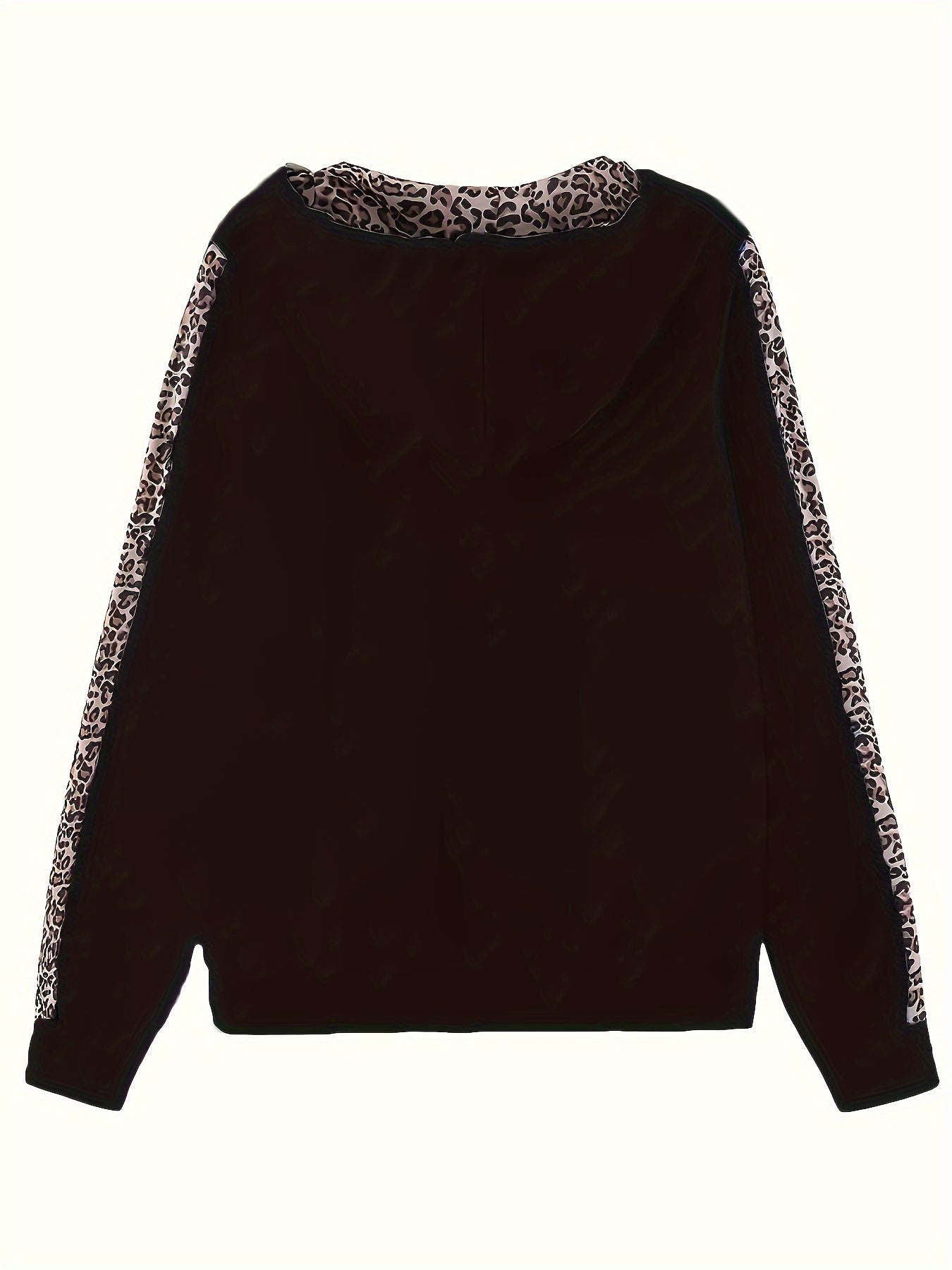 Two-piece Set, Long Sleeve Leopard Print Zip Up Hoodie & Drawstring Pants Outfits, Women's Casual Clothing