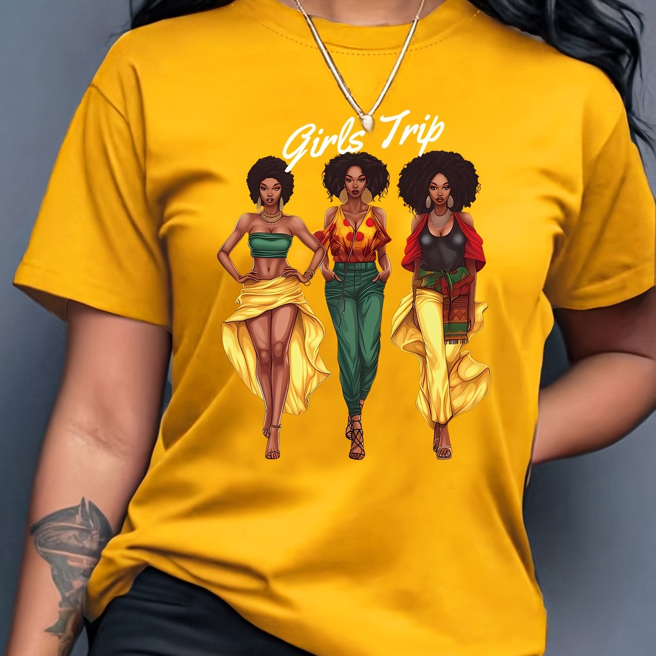 Women'S " Trip" Graphic T-Shirt - Casual Red Crew Neck Short Sleeve Top with Vibrant Floral Design, Perfect for Spring & Summer, Casual Wear|Vibrant Print|Comfortable Fit