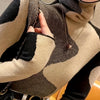 Elegant Turtleneck Sweater for Women - Chic Geometric Pattern, Soft Knit Blend, Perfect for Fall/Winter, Machine Washable