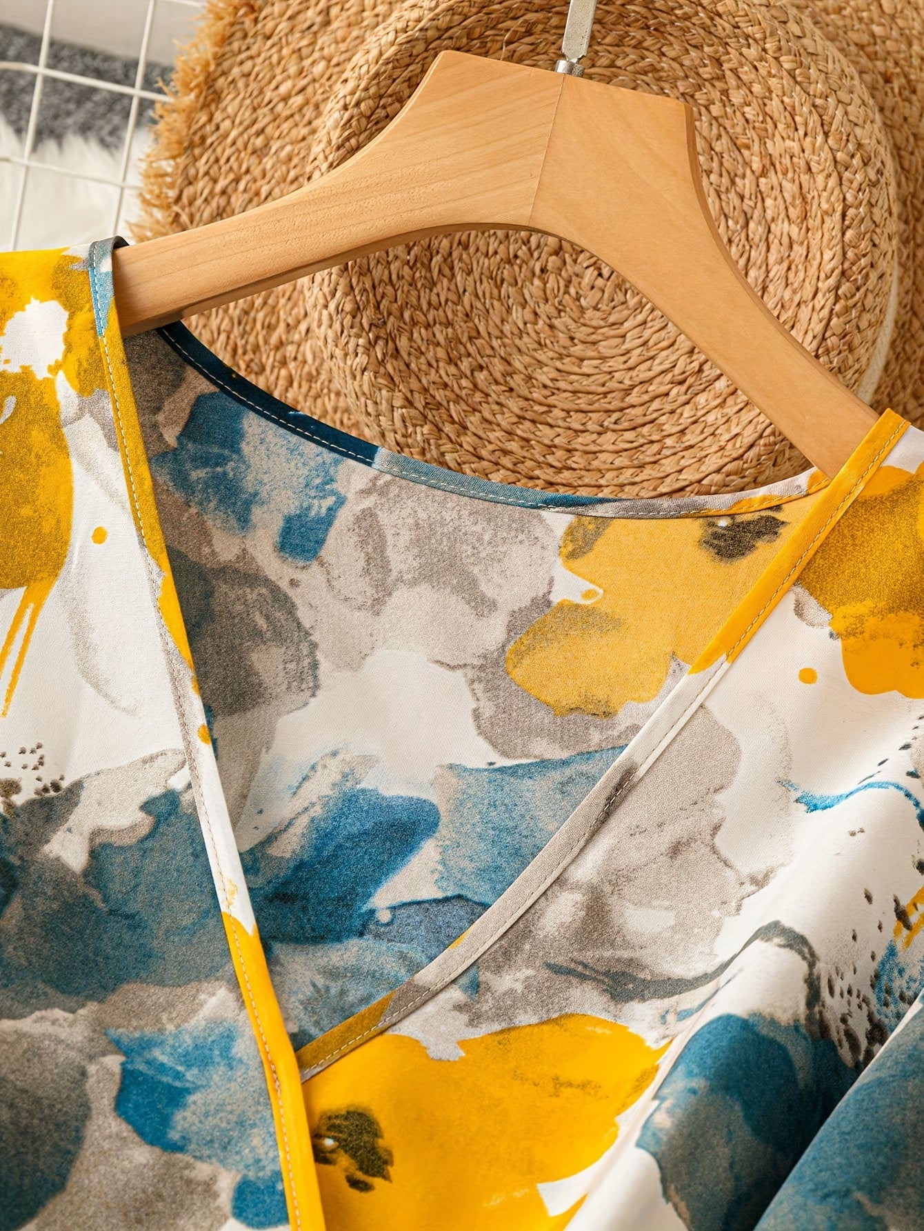 [Floral Print] Floral Midi Dress | 1pc | Polyester 100% | Regular Fit with Belt Detail, V-Neck, Lantern Sleeves, A-Line Flared Hem | Women's | All-Season