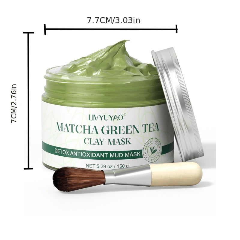 1pc Deep Cleansing Purifying Green Tea Clay Facial Mask - Volcanic Mud Face Mask for Deep Washing and Pore Minimizing, 5.29oz