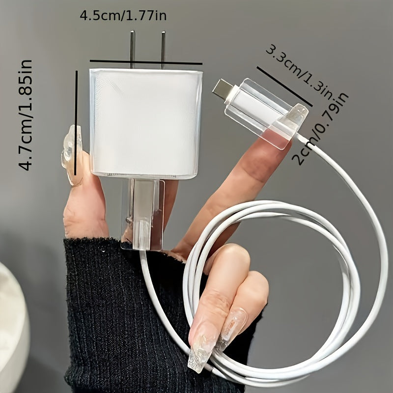 5pcs Simple Coffee for iPhone14promax Charger Protective Case Data Cable Protective Case for iPhone13/12/11 Charger Winder 18/20W Fast Charging Head Anti-Breakage Winder Boyfriend/Girlfriend Gift