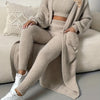 [Thick Fleece Home Suit Set] Women's Solid Fleece Thick Home Suit Set