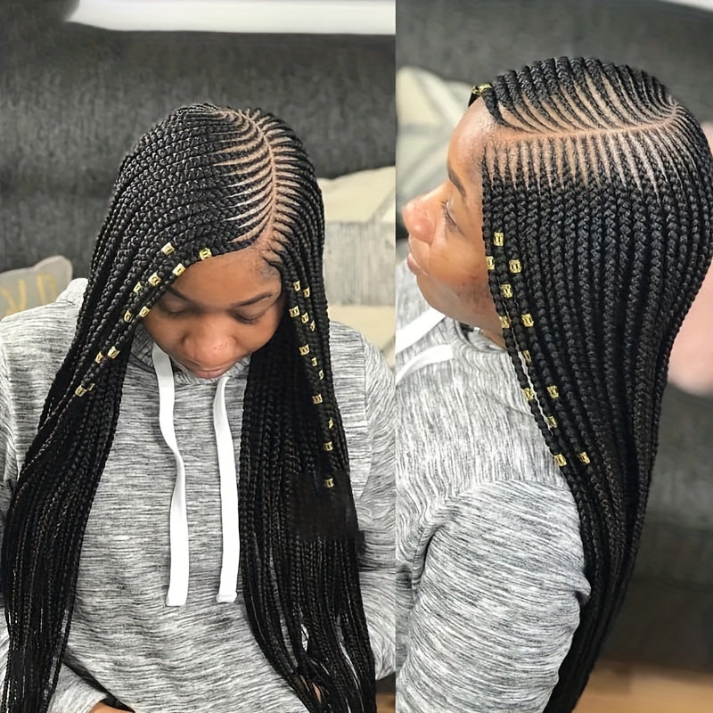 36 Inch Full Lace Front Wig Cornrow Double Lace Braided Wigs For Black Women Twist Box Side Part Braided Lace Wig Faux Locs Braids Wigs Prepluck Synthetic Butterfly Braided Wigs