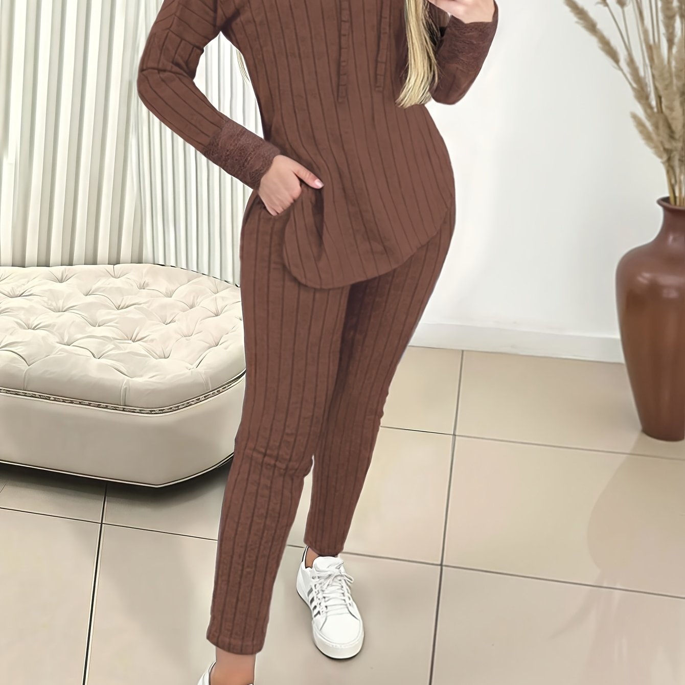 Elegant Directional Women'S Casual Hoodie And Pants Set