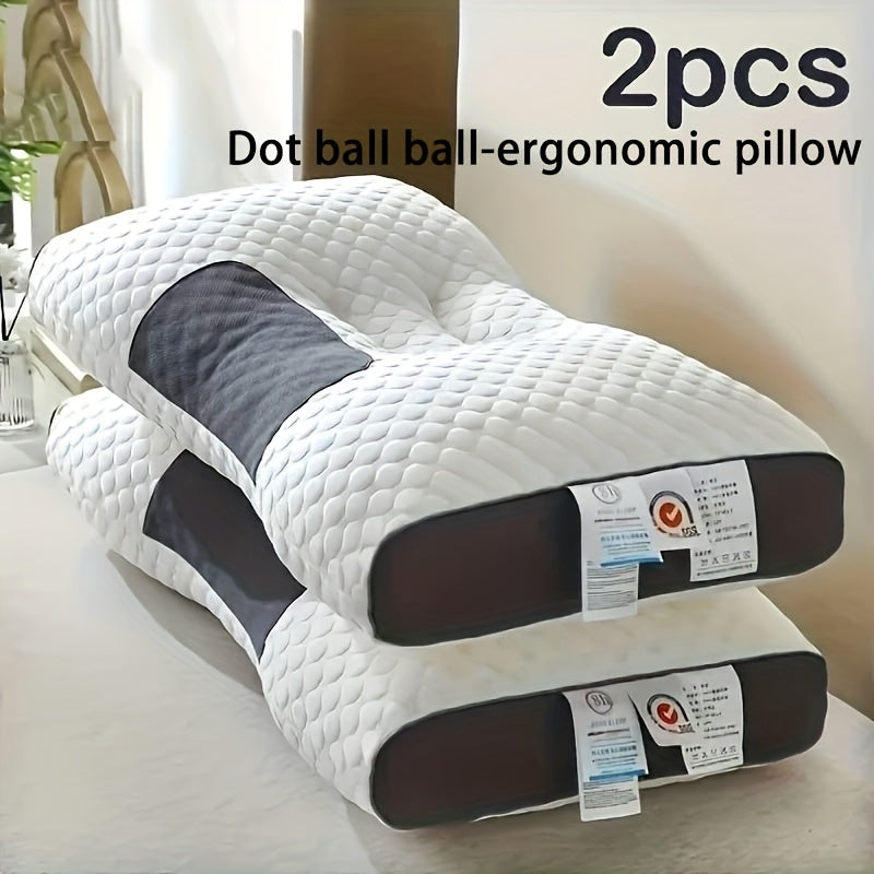 2pcs Modern Pillow with SP Neck Support, Breathable Moisture-Wicking Sweat, Polyester Fiber Cover And 100 Polyester Fiber Filling, Machine Washable, Zipper  All-Season Multi-Purpose Bedding for Any Sleeping Position
