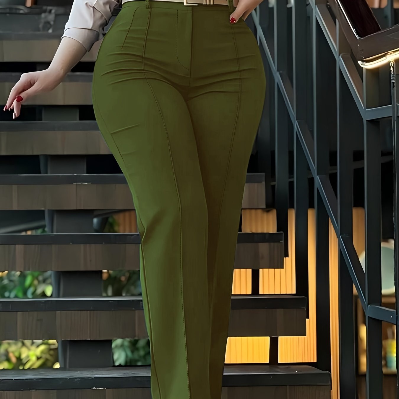 Women'S Chic Style Solid Color Suit Pants - Elegant High-Waisted, Long Trousers for a Sophisticated Look, Perfect for All Seasons