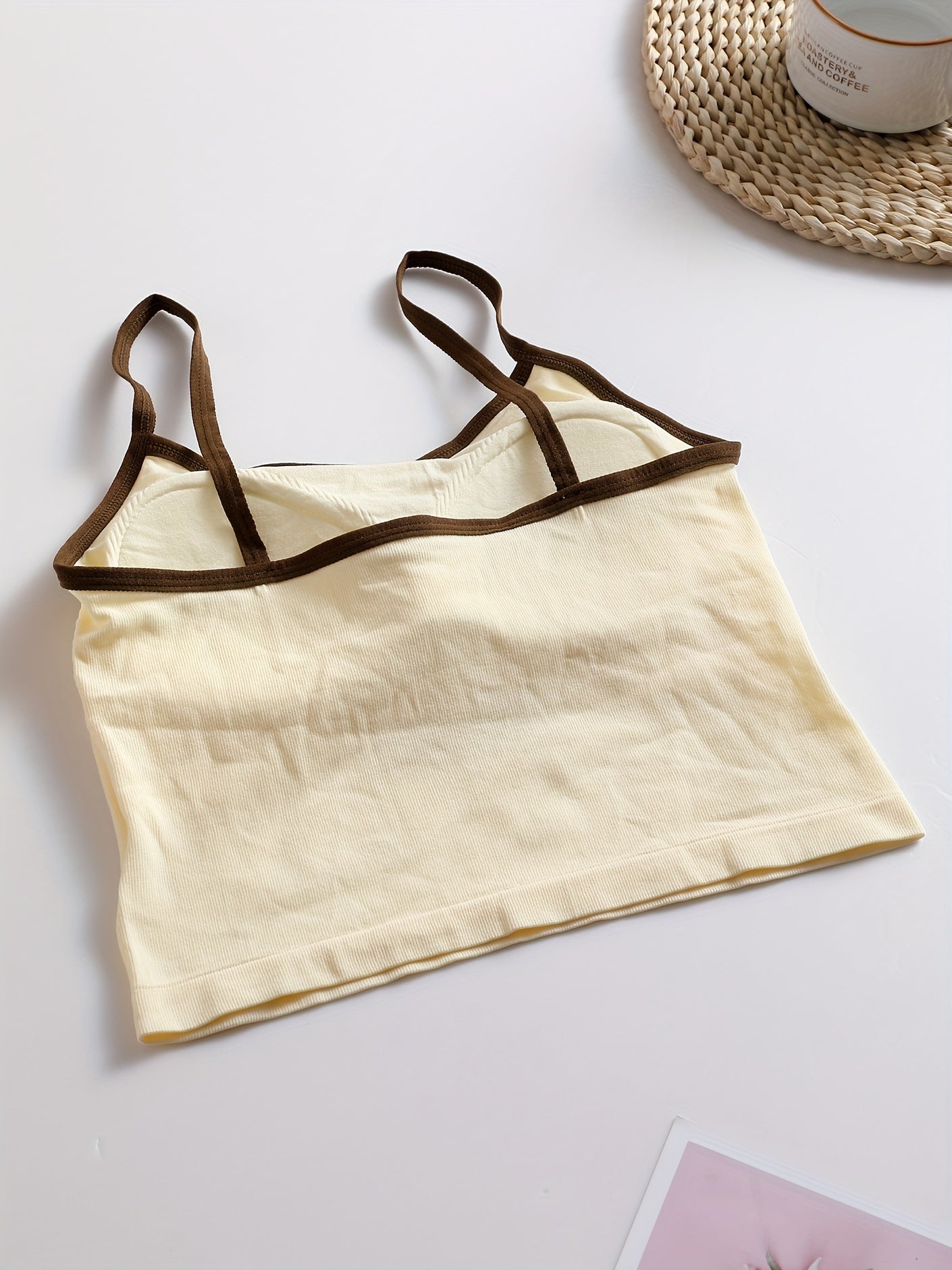Girls Fashion Sports Cropped Cami Top With Padding, Suitable For 11-15 Years Old