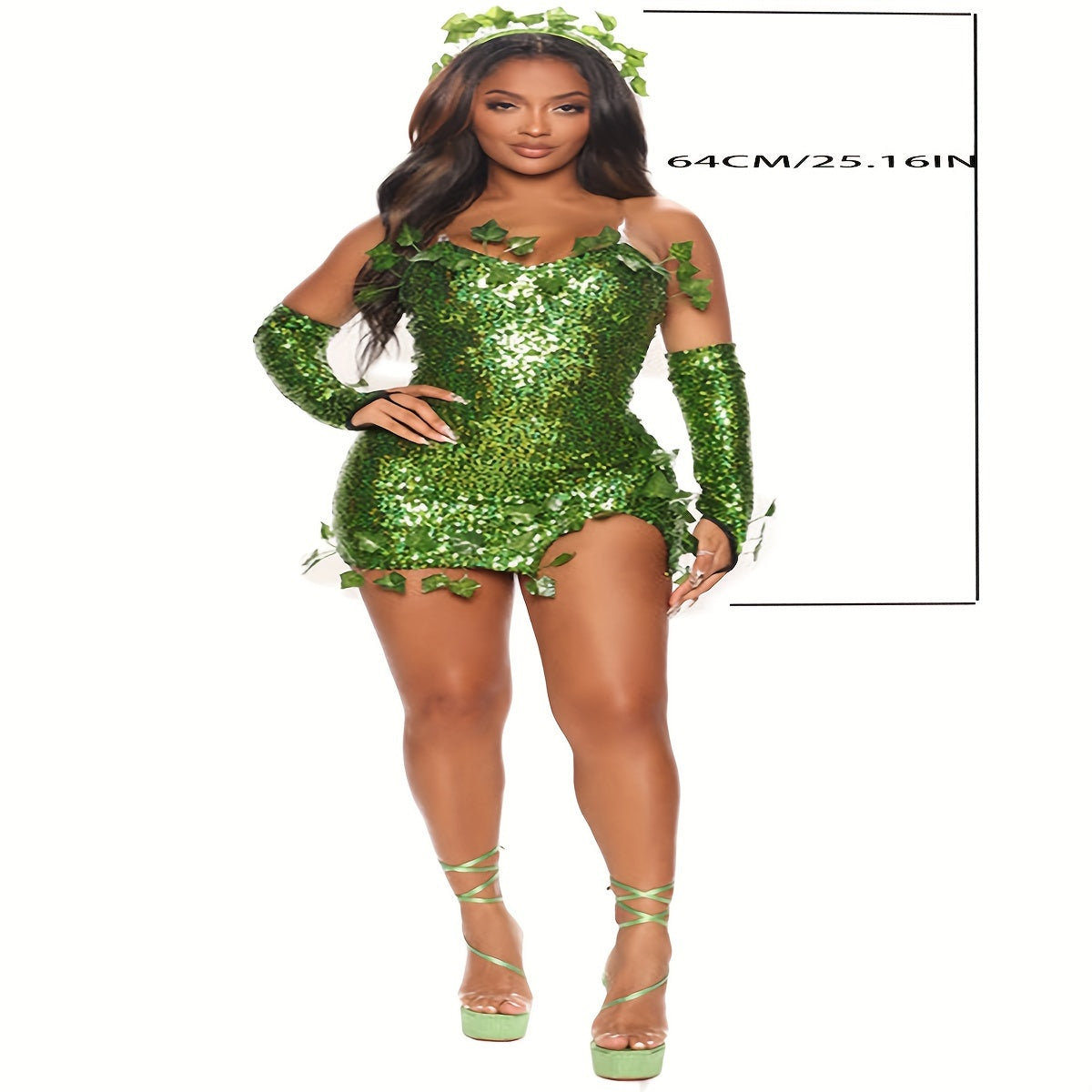 Sexy Poison Ivy Costume for Women - Green Bodycon Dress with Headband Your True Confidence Sexy Poison Ivy Costume for Women - Green Bodycon Dress with Headband Your True Confidence