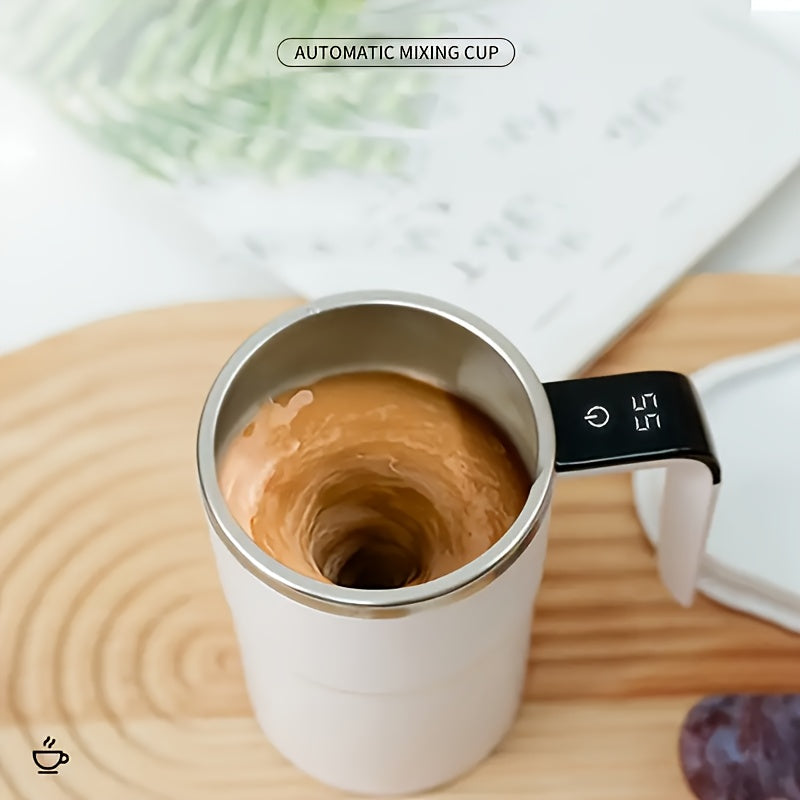 Portable Magnetic USB Rechargeable Self-Stirring Coffee Mug with Smart Temperature Display for Home & Office
