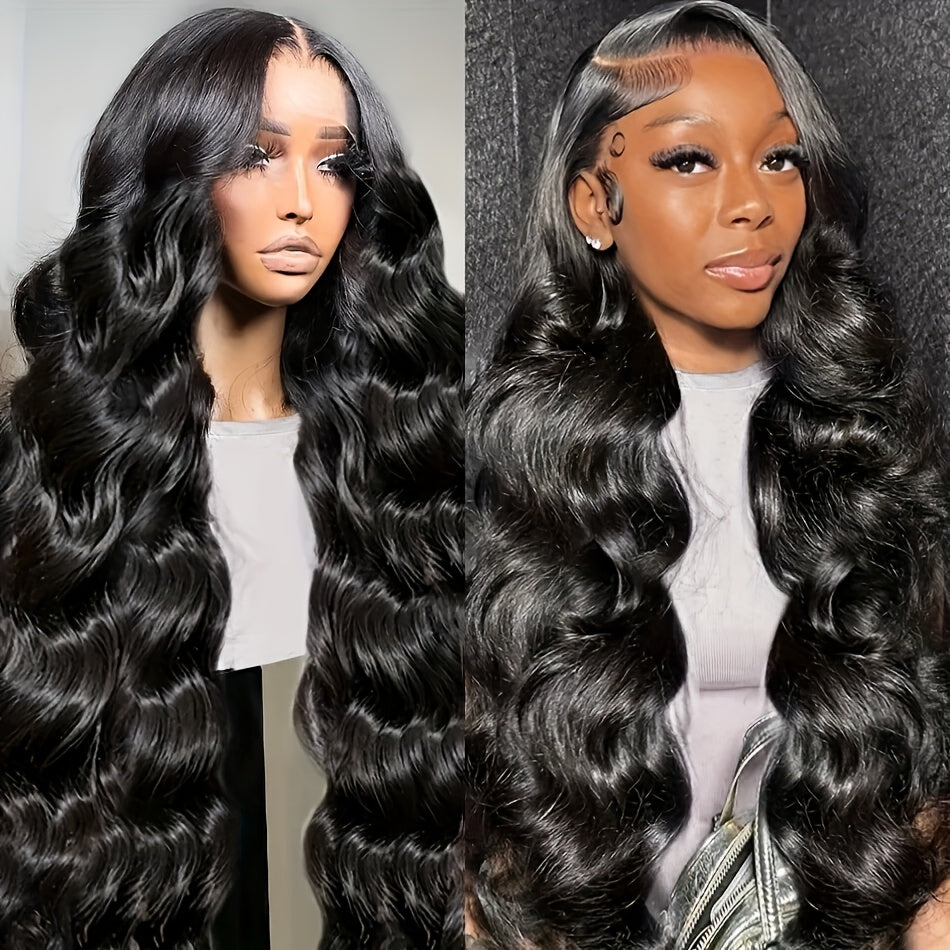 Women's Wig | 13x4 | 100% Pure Human Hair | Pre-Drawn Body Wave Gel Free | Wear And Go Lace Front Wig | Natural Black | 200% Density
