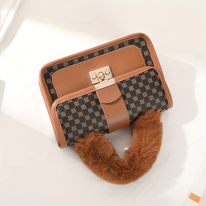 Mini Vintage Crossbody Bag, Retro Fluffy Shoulder Bag, Women's Fashion Handbag & Purse