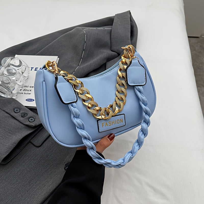 Stylish Women's Shoulder Bag with Adjustable Golden Chain Strap - Elegant Crossbody Handbag in Black, Khaki, or Orange, Perfect for Casual or Formal Occasions, Ladies Handbags
