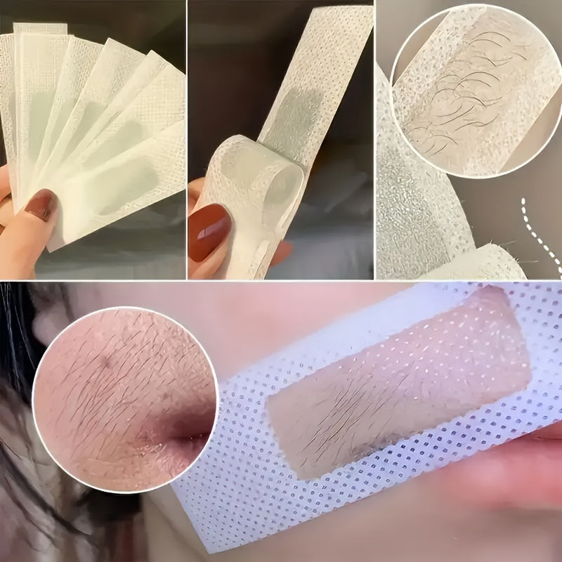 20pcs Green Aloe Vera, Rose & Lemon Hair Removal Wax Strips, Hypoallergenic, Alcohol-Free, Painless & Quick, Gentle for Face, Upper Lip, Legs, Bikini, Eyebrows, Chin, Underarms - All Skin Types