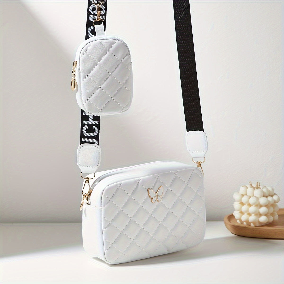 Stylish Embossed, Embossed Quilted Square Crossbody Bag + Women's Mini Wallet Pendant Combination Set, Multifunctional Shoulder Bag, Square Bag, Very Suitable for Outdoor Commuting, Daily Use and Travel