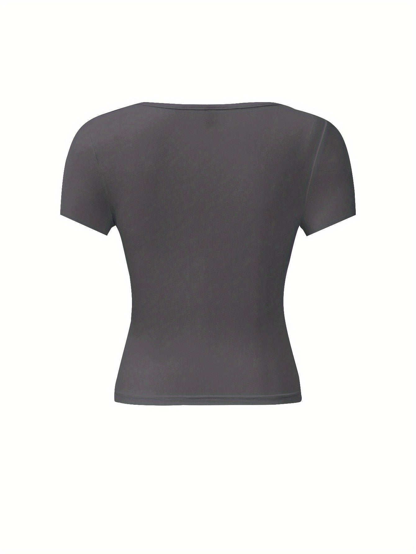 U-Neck Short Sleeve T-Shirt Women's Summer New Solid Color Casual Slim Fit Crop Top