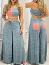 Women'S Casual Two-Piece Set, Sleeveless Patchwork Outfit