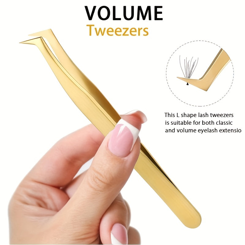 High Precision Eyelash Tweezers Set - Includes 3 Stainless Steel Eyelash Tweezers, Suitable For Classic Personal And Thick Eyelash Extensions. Equipped With Storage Box