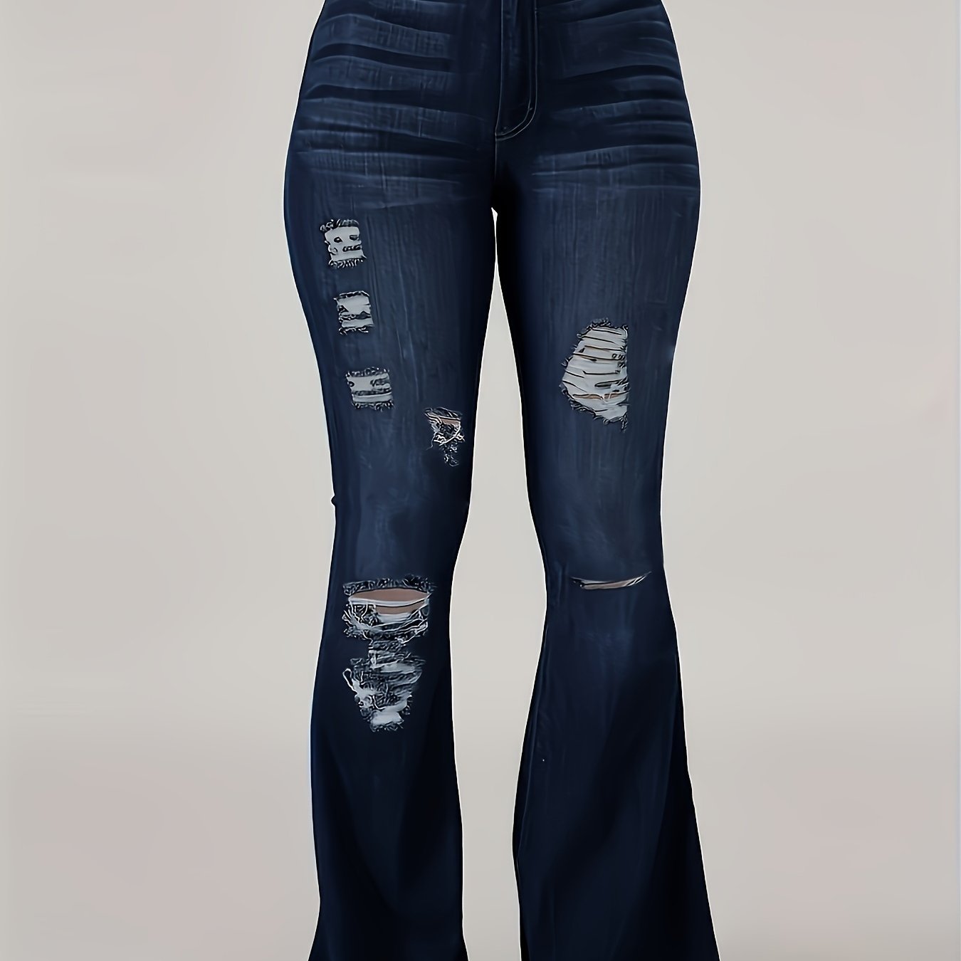 Sexy fashion women's ripped hip lift jeans flared pants