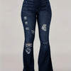 Sexy fashion women's ripped hip lift jeans flared pants