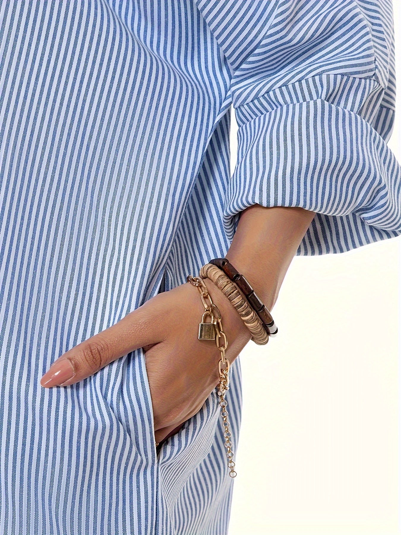 Women's Long Sleeve Striped Shirt Dress