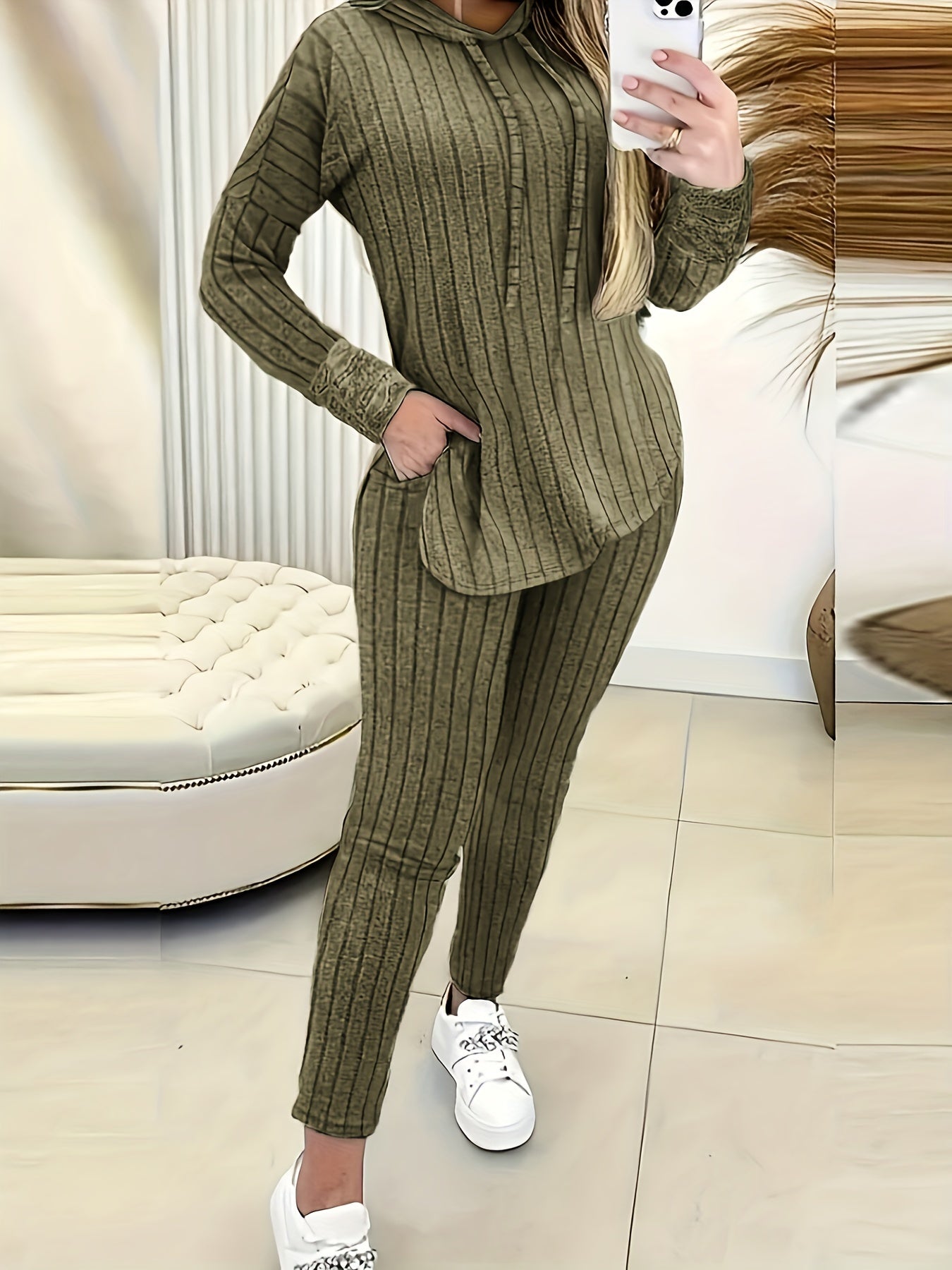 Elegant Directional Women'S Casual Hoodie And Pants Set