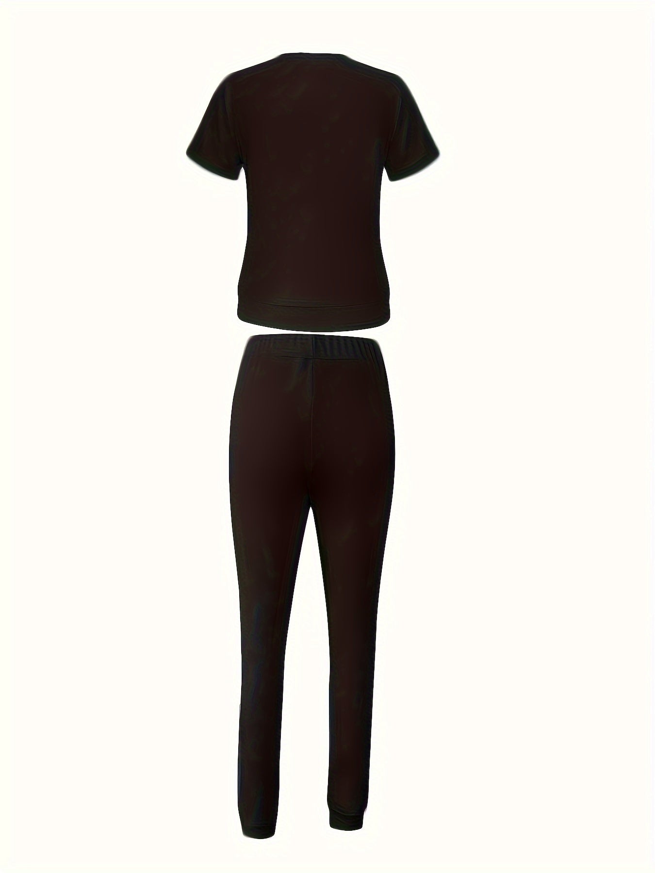 Women's Casual Polyester Knit Sweatpants Set with Round Neck and Alphabet Letter Print, Spring/Summer Collection - Love Letter Design - For Women - Made of Polyester - Perfect for Casual Wear & Loungewear - Ideal Gift for Fas