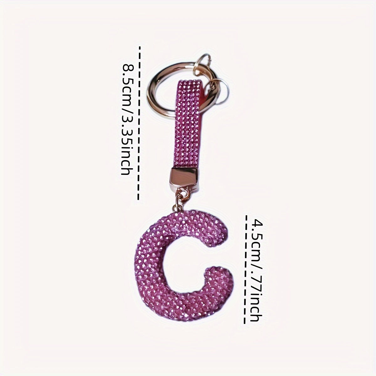 Personalized Rhinestone Initial Keychain – Shiny Pink Alphabet A–Z Charm Pendant for Women – Decorative Alloy Key Ring with Buckle – Birthday & Festival Gift