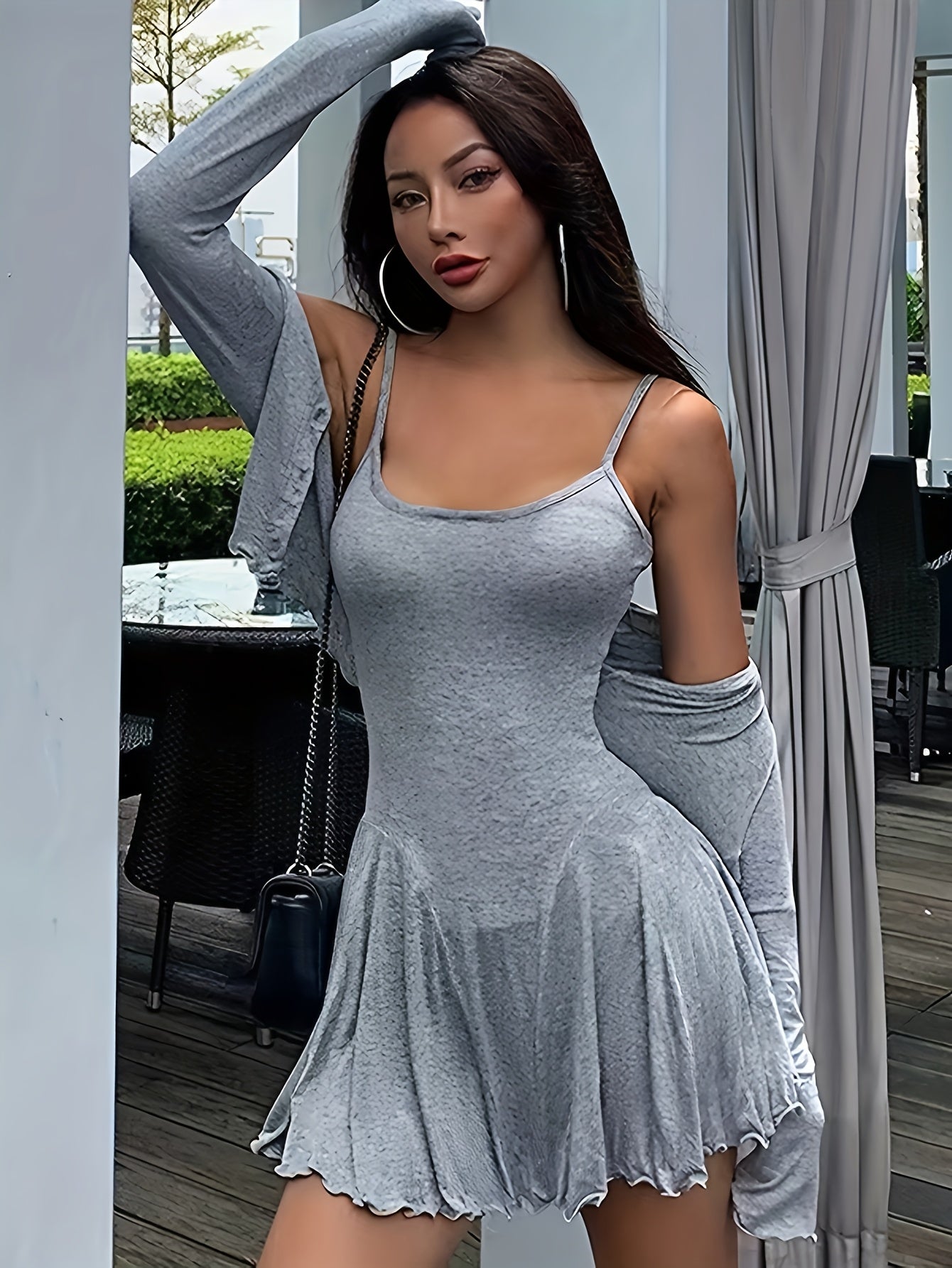 Women's Two-Piece Casual Retro Floral Gray Vintage Sleeveless Button Dress and Jacket Set