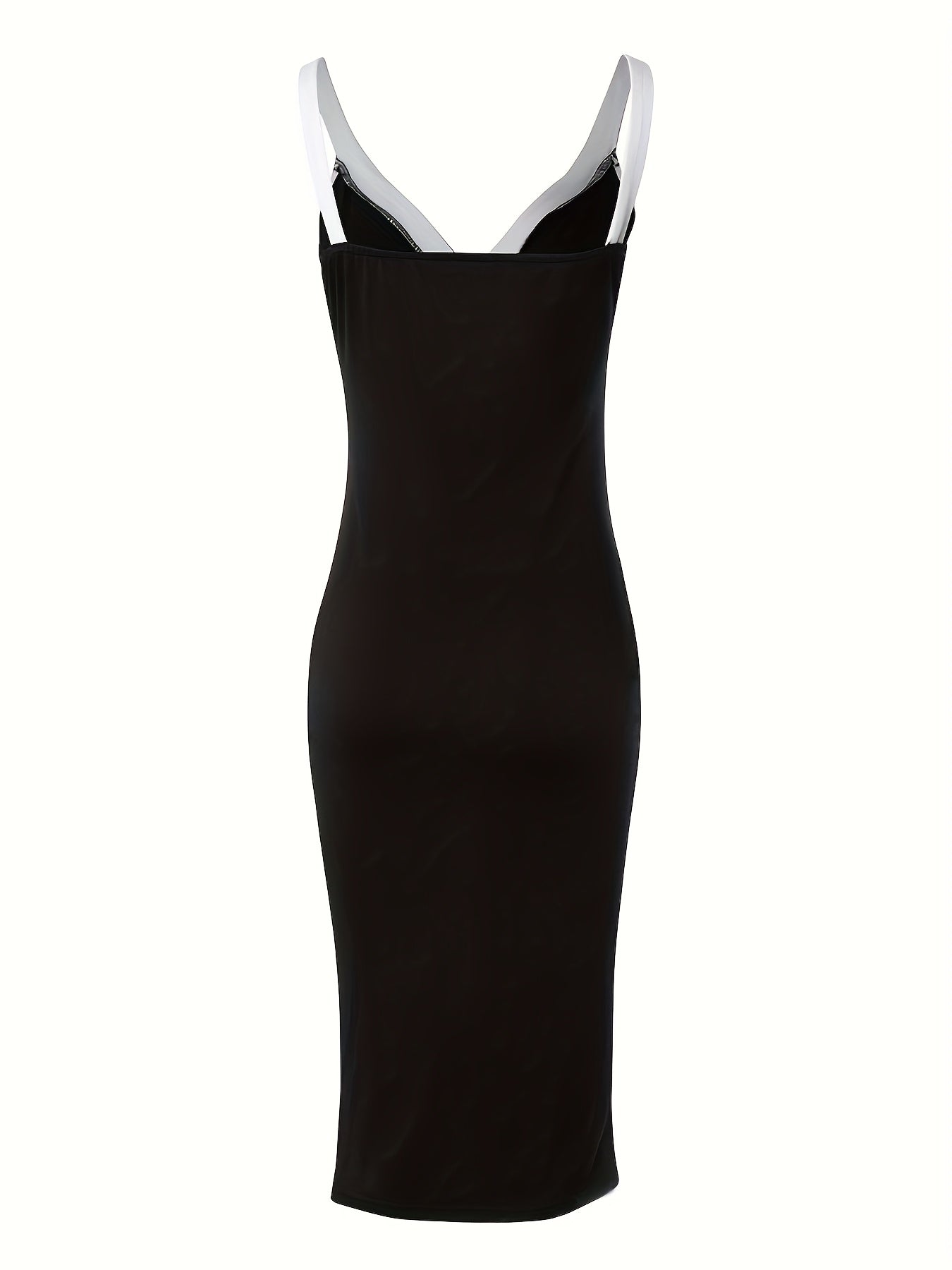 Color-Blocked Fitted Mid-Length Dress