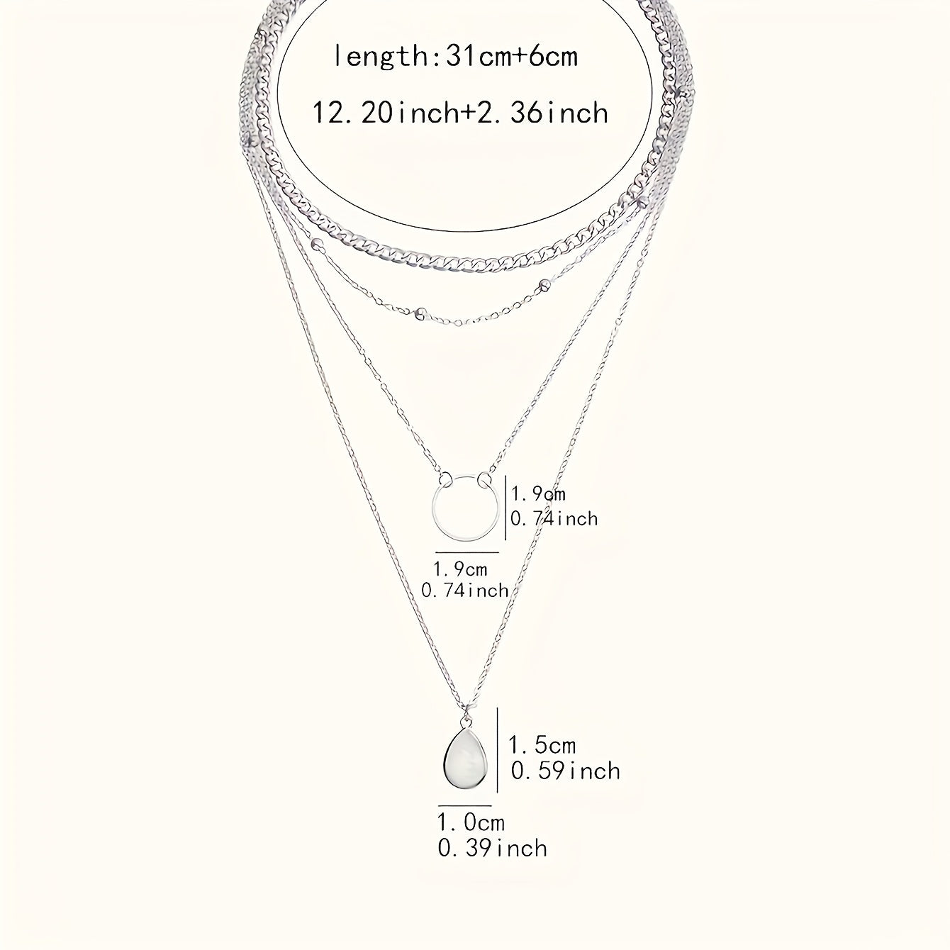 Hot Selling Women's Necklace 1pc Fashionable and Exquisite Geometric Circle Multi-Layer Water Drop Necklace